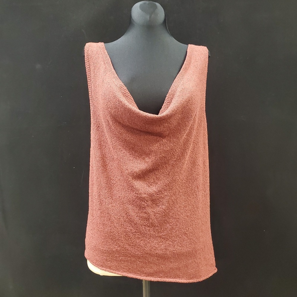 Free People Beach Womens Slouchy Cowl Neck Knit Top Size S Red Tie Back Coastal